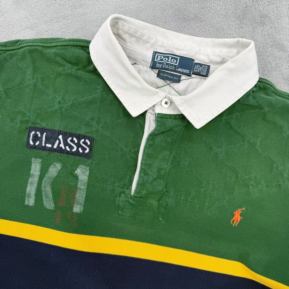 Polo Ralph Lauren Other - Vintage Polo Ralph Lauren  Custom Fit Rugby Shirt K1 Flag Patch Stripe Mens  XXL
